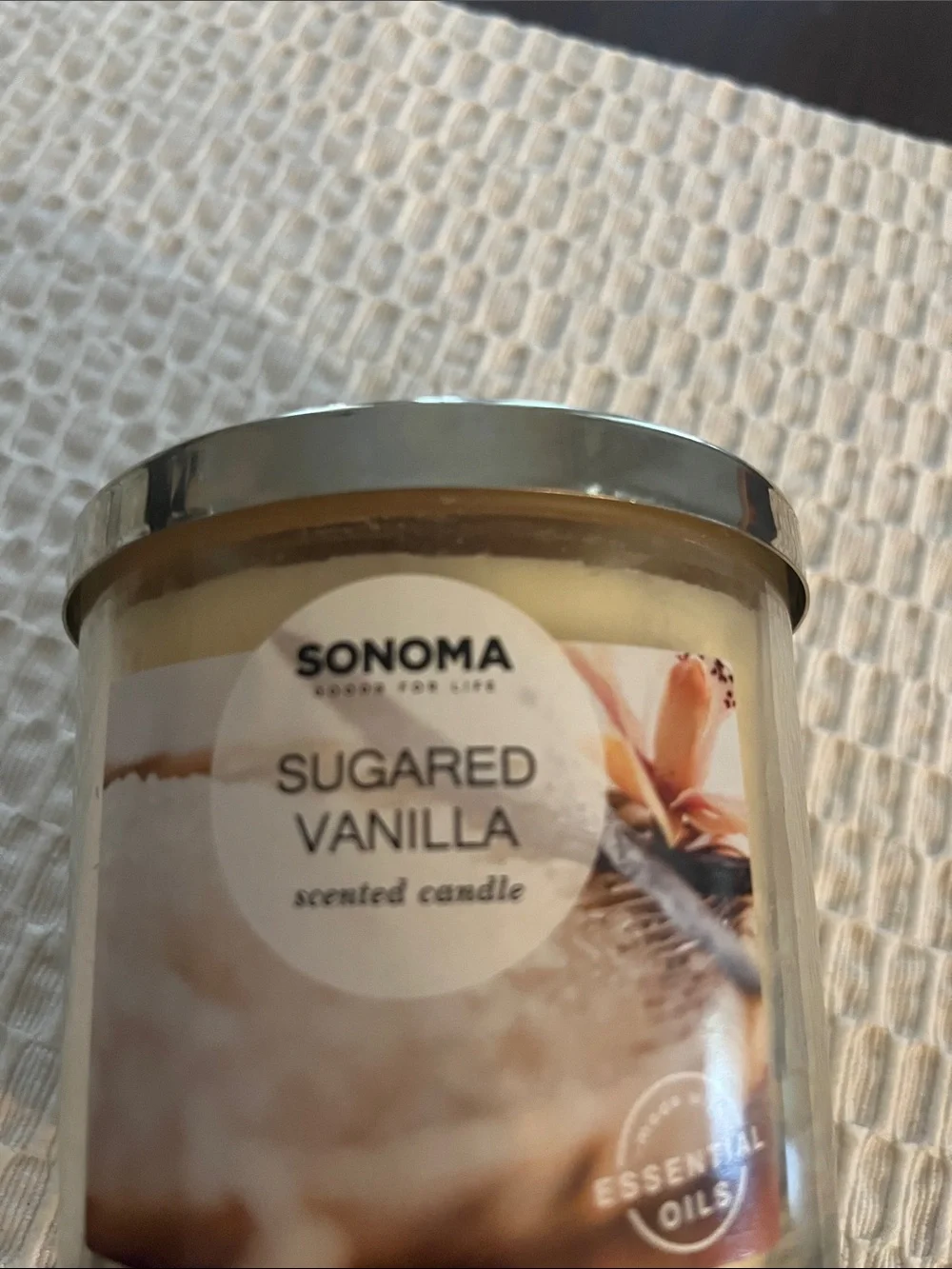 Sonoma Sugared Vanilla Candle in Cream with Silver Lid